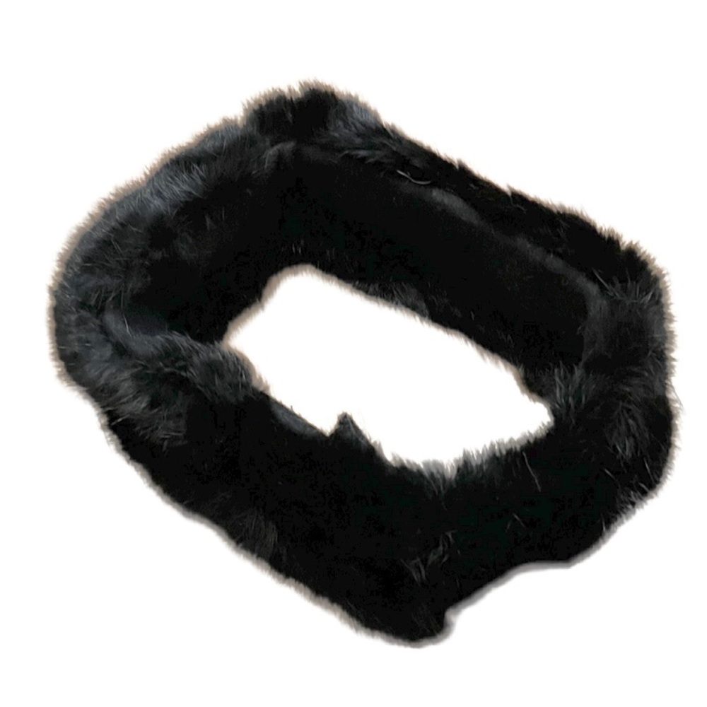 Genuine Fur Collar Scarf Black